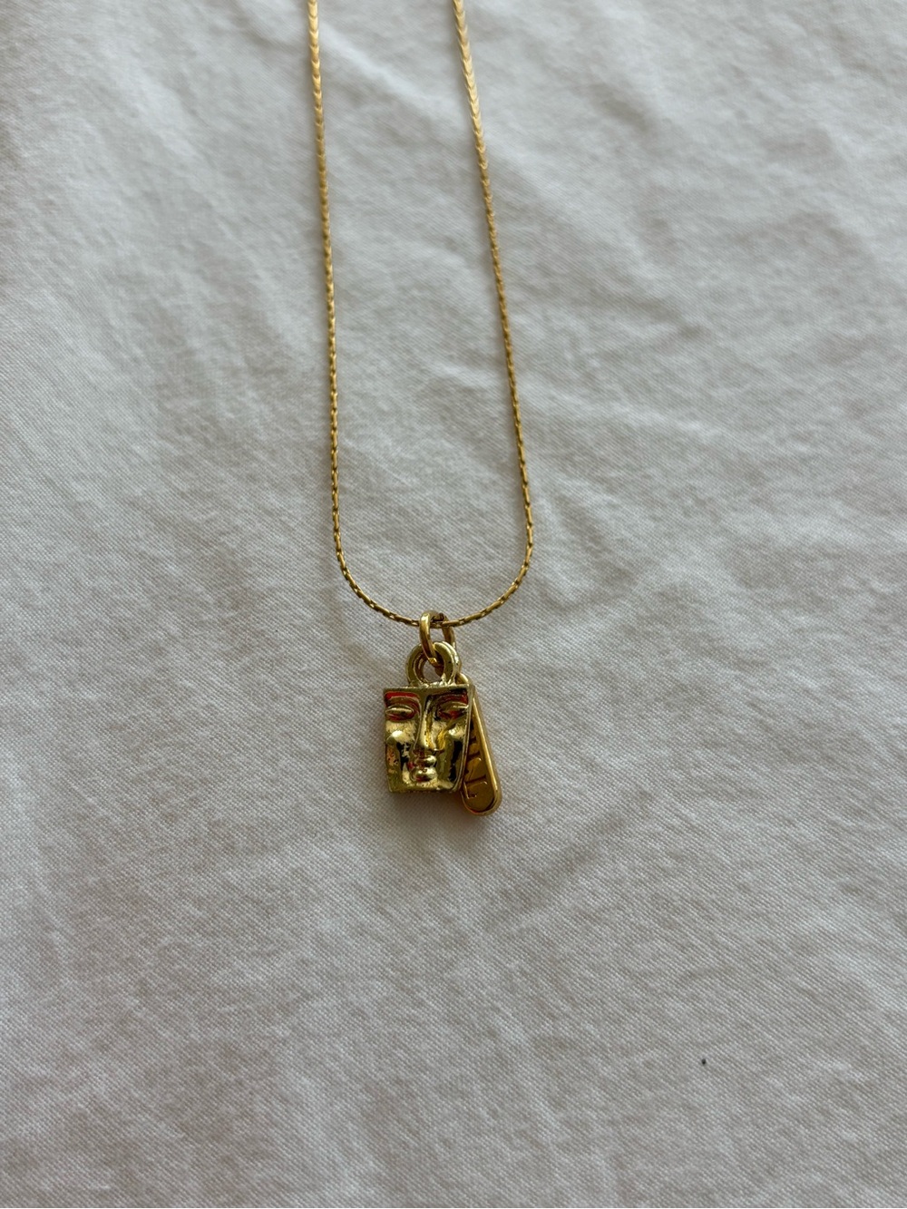 Gold Face Pendant Necklace - Women Jewelry